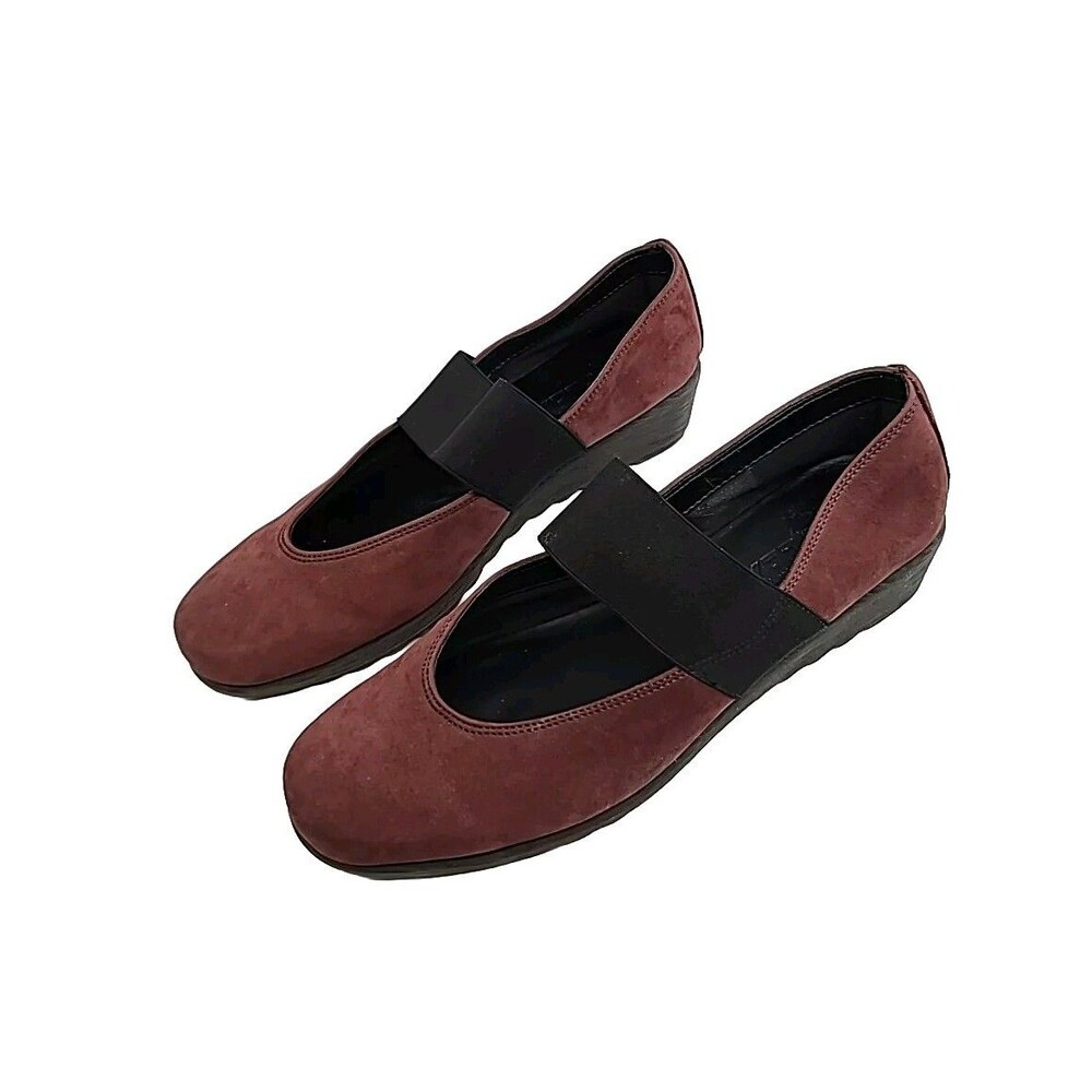 The Flexx Burgundy Suede Mary Jane Elastic Band Comfort Shoes Womens Size 7